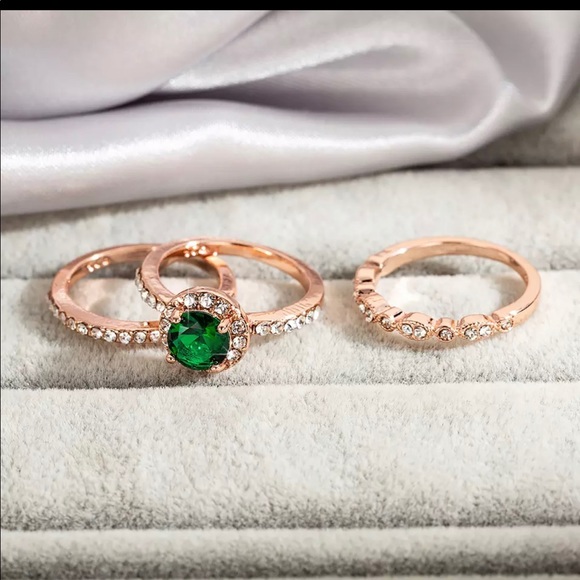 New 18k rose gold green crystal & white diamonds - Picture 3 of 4